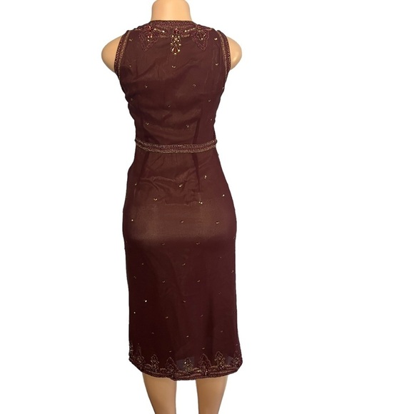 3/$30 🍂 Massimo Dutti Dark Plum Silk Embroidered Shift Dress - Picture 7 of 12